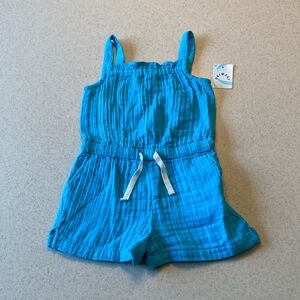 NWT Primary Turquoise Cotton Gauze Girls Romper Size 3